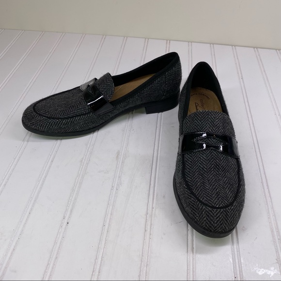 Clarks Trish Rose Gray herringbone loafers - Picture 4 of 9